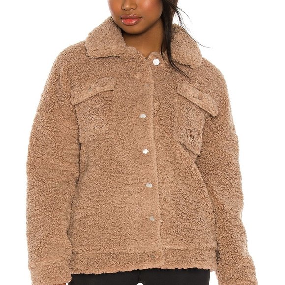 NWT $198 Beach Riot Small Sherpa Jacket Warm Taupe Tan Coat NEW - Picture 6 of 9